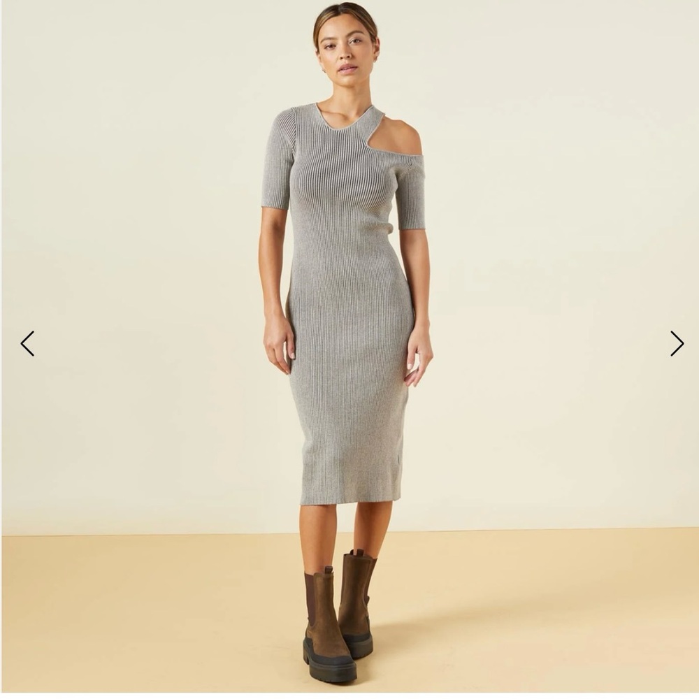 Monrow Ribbed Midi Dress - Tan